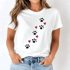Paw Prints and Hearts Graphic Tee - Cute Dog & Cat Lover Gift T-Shirt