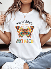 Puerto Vallarta Mexico Colorful Folk Butterfly Vacation T-Shirt