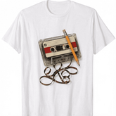 Retro Cassette Tape with Pencil 80s 90s Music Party Unisex T-Shirt