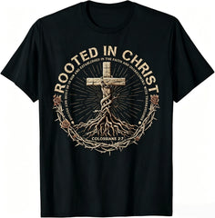 Rooted In Christ Shirt, Jesus Shirts Christian Cross T-Shirt