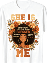 She Is Confident Blessed Black Me Floral Empowerment Women's T-Shirt