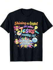 "Shining A Light On Who Jesus Really Is" Short Sleeve Crew Neck Tee Suitable For Daily Wear