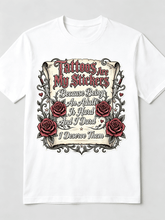 Tattoos Are My Stickers Because Being An Adult Is Hard Vintage Scroll Rose Dagger Traditional Tattoo Graphic Unisex T-Shirt