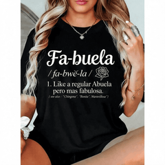 Unisex 100% Cotton Graphic T-Shirt, Funny Fabuela Definition Crew Neck Casual Summer Tee for Women