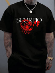 Unisex 100% Cotton Scorpio AF Zodiac Astrology Graphic T-Shirt, Minimalist Star Sign Round Neck Short Sleeve Casual Fashion Tops For Women Men