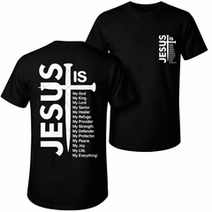 Unisex Pure Cotton Crew Neck Graphic T-Shirt, Jesus Cross Print Relaxed Fit Breathable Casual Tee For Spring Summer Outdoor Wear
