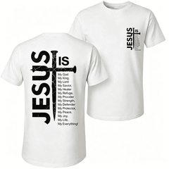 Unisex Pure Cotton Crew Neck Graphic T-Shirt, Jesus Cross Print Relaxed Fit Breathable Casual Tee For Spring Summer Outdoor Wear