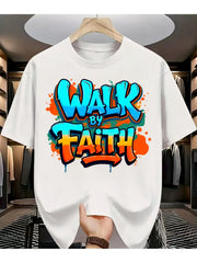 Walk By Faith Color Splash Christian Faith Graphic T-Shirt