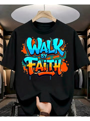 Walk By Faith Color Splash Christian Faith Graphic T-Shirt