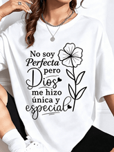 Women Spanish Christian Quote No Soy Perfecta Faith Graphic T-Shirt Religious Casual Top