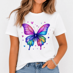 Women's Butterfly Heart Graphic T-Shirt Colorful Summer Casual Tee