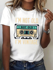 Women's I'm Not Old I'm Vintage Cassette Tape T-Shirt Funny Retro Birthday Gift Tee