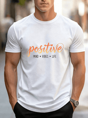 Women’s Positive Mind Vibes Life Gradient Script Graphic T-Shirt Motivational Good Energy Casual Short Sleeve Top