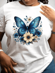 Womens Butterfly Print Short Sleeve T-Shirt Casual Funny Graphic Top