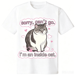 Y2k Funny "I'm an Inside Cat" Graphic T-Shirt, Unhinged Humor Soft Smooth Fabric Unisex Tee for Men Women