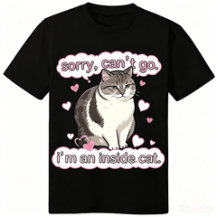 Y2k Funny "I'm an Inside Cat" Graphic T-Shirt, Unhinged Humor Soft Smooth Fabric Unisex Tee for Men Women