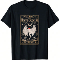 Mothman Tarot Card Antisocial Butterfly Cryptid Red Eyed T-Shirt Daily T-Shirt Women Kids Girls T-Shirt Funny Graphic Tees Cotton Graphic Tee