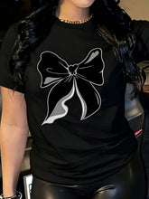 Black Bow T-Shirt Women Coquette Aesthetic Ribbon Graphic Tee