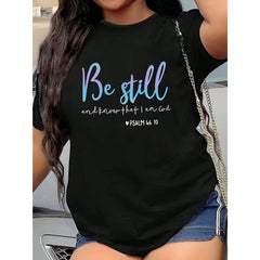 Women‘s Religious Inspirational T-Shirt | Black Cotton Graphic Tee, Crew Neck Regular Fit, Easter Thanksgiving Gift Top