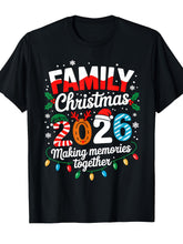 Women's Family Christmas Crew 2026 Graphic Crew Neck T‑Shirt, Festive Santa Claus Mixed Plaid Leopard Polka‑Dot Letter Print, Holiday T shirt Christmas Gift Shirt