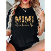 100% Cotton Womens Mimi Life Shirt For Grandma Mothers Day Gift Leopard Funny T-Shirt Women's Men's Oversized Comfort Soft Crew Neck Tee Tops