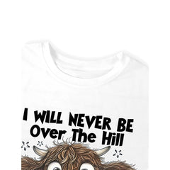 Women's Highland Cow Print Round Neck Tee, Fashion Casual Crew Neck T-Shirt for Daily Holiday Vacation Outdoor Wear, Ladies Clothes for Summer, Casual Fashionable Top