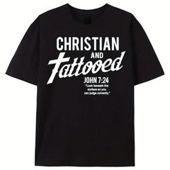 Men‘s Christian JOHN 7:24 Bible Verse T-Shirt | “Look beneath the surface so you can judge correctly.” Scripture Graphic Tee, Cotton Casual Top