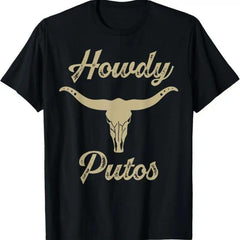 Men's Country Cowboy Western Bull Skull Graphic T-Shirt, Classic Round Neck Shortsleeve Menswear Top, Casual USA Retro Funny Adult Humor Tee for Fans