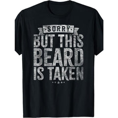 Men's Funny "Sorry, This Beard Has Been Taken" T-Shirt - Oversized Beard Print Gift for Bearded Guys, Loose Fit Plus Size Tee with Humorous Message, Machine Washable Casual Shirt,
