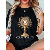 100% Cotton Eucharistic Adoration Traditional Latin Mass Catholic T-Shirt T Shirt