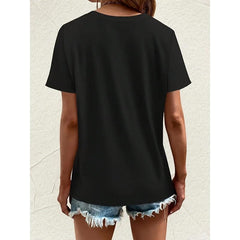 Women'S Inspirational Cross Graphic T-Shirt - "Let Me Tell You About Jesus" Print, Black Casual Crew Neck Tee With Floral Design, All-Season Comfort Fit