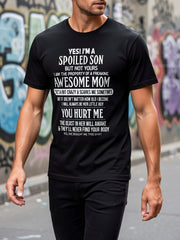 Men's Fashion Letter Print Graphic T-Shirt Round Neck Short Sleeve Men Casual Tee