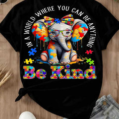 “Be Kind” Elephant T-Shirt | Cute Animal Graphic Tee | Women’s 100% Cotton Casual Top | Nature Lover Gift