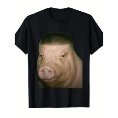 Funny John Pork Fade Haircut Design T-shirt | Men'S Casual Short Sleeve Tee, Crew Neck, Perfect For Daily Wear , All-season, Regular Fit