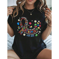Autism Awareness Ribbon Shirt I Would Not Change Mom For The World But I Would Change The World For You T-Shirt For Women Autism Puzzle Pieces Design Gift For Mother's Day Or Autism Awareness Month