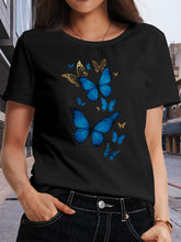 Blue Butterfly Print T-shirt