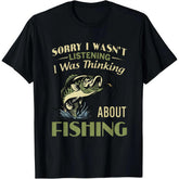 Funny Fishing Shirt "Sorry I Wasn't Listening" Bass Graphic Tee | Unisex Vintage Sarcastic Outdoor Top