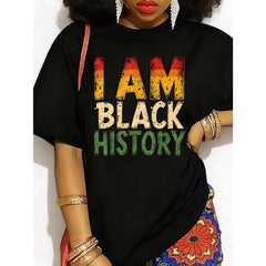 Lovely And Respectful I Am Black History African American Gift Women's Plus Size T-Shirt 100% Polyester Shirt Casual 220g Funny Oversized Graphic Short Sleeve 1 Pcs Tee Novelty Crew Neck Top