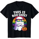 New Crewneck Tee Everyday Comfort Shirt Retro This Is Boo Sheet Halloween Ghost Ades Graphic Print Tee