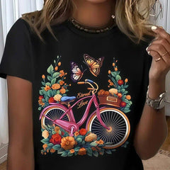 T-shirt For Men Women Korean Style Oversized Graphic Simple Printed Round Neck Cotton Fabric Top Womenswear Breathable Day Soft Thick Tshirt Summer Streetwear Crewneck Casual Black Shortsleeve Women's T-Shirt