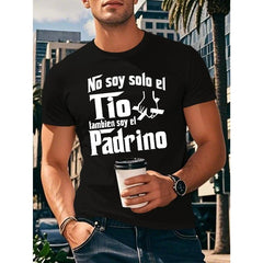 Men'S White "No Soy Solo El Tio, Tambien Soy El Papá" Graphic T-Shirt - Casual Summer Tee with Coffee Cup Design, Regular Fit, Light Stretch Fabric, Everyday Tshirt | Playful Text Design | Comfortable Fit