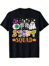 Halloween Optometrist Vision Squad Costume T-Shirt, Fun Halloween Printed T-Shirt with Eyes and Potion Bottle Design Vintage Casual Crew Neck Printed T-Shirt