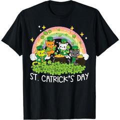 St Patricks Day Cats Catricks Saint Pattys Women Girls Kids T-Shirt