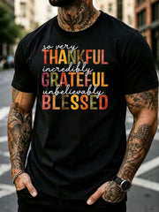 So Very Thankful T-Shirt Fall Thanksgiving Gratitude Quote Short Sleeve Suitable for Base Gifts Harvest Apparel Casual Round Neck Top for Church Events Warm Autumn Wear Machine Washable