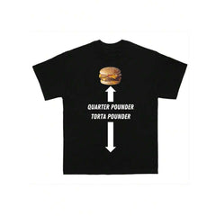 Men's Loose Fit Cotton T-Shirt with "Torta Pounder" Cat Meme Graphic, Soft Short Sleeve Top for Pet Lovers