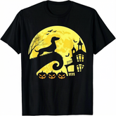 Unisex Crew Neck Graphic T-Shirt, Halloween Dachshund Full Moon Haunted House Pumpkin Bat Short Sleeve Casual Tee