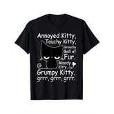 Summer t Shirts Angry Cat Kitten Lover Funny Attitude Fur Pet Owner T-Shirt
