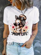 Mom Life Shirt, Leopard Skull Messy Bun Graphic Tee
