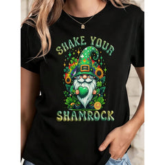 Cotton T Shirt White Shake Your Shamrock Leprechaun With Rainbow And Clover Print St Patrick's Day Party Wear