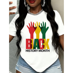 Black T Shirt With Red Yellow Green Hands And Black History Month Text For Celebrating Black History Month Events